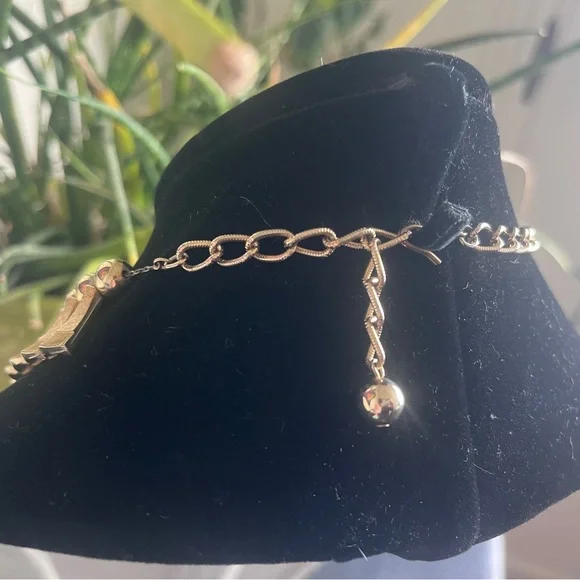 Vintage Gold Tone Geometric Egyptian Revival Collar Choker Necklace - Picture 2 of 5